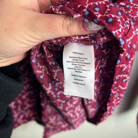 Talbots maroon long sleeve faux wrap blouse size small - Picture 2 of 6